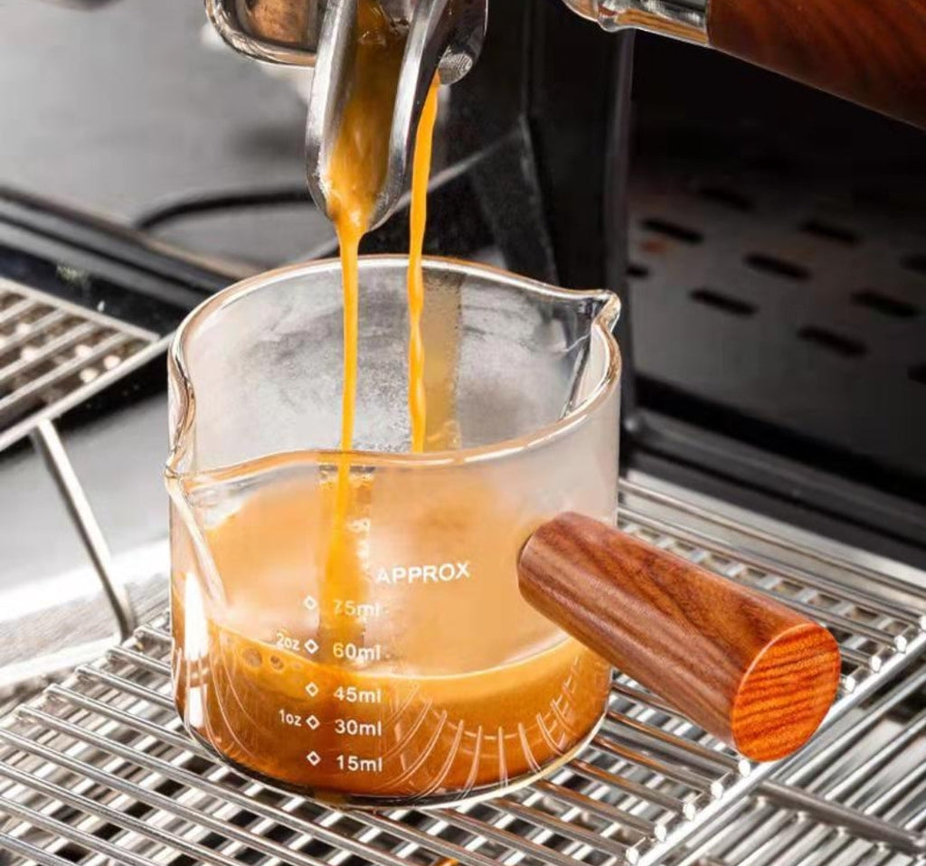 50ml/80ml Espresso Shot Glass Wooden Handle Single Spout Coffee